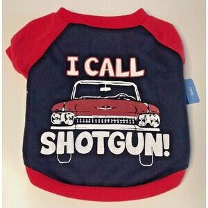 Stylish Red and Black Dog T-Shirt - I Call Shotgun